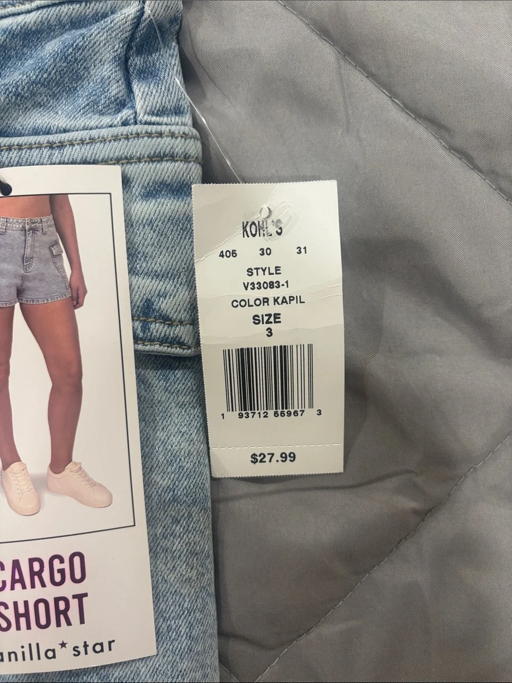Vanilla Star Light Blue Cargo Denim Shorts